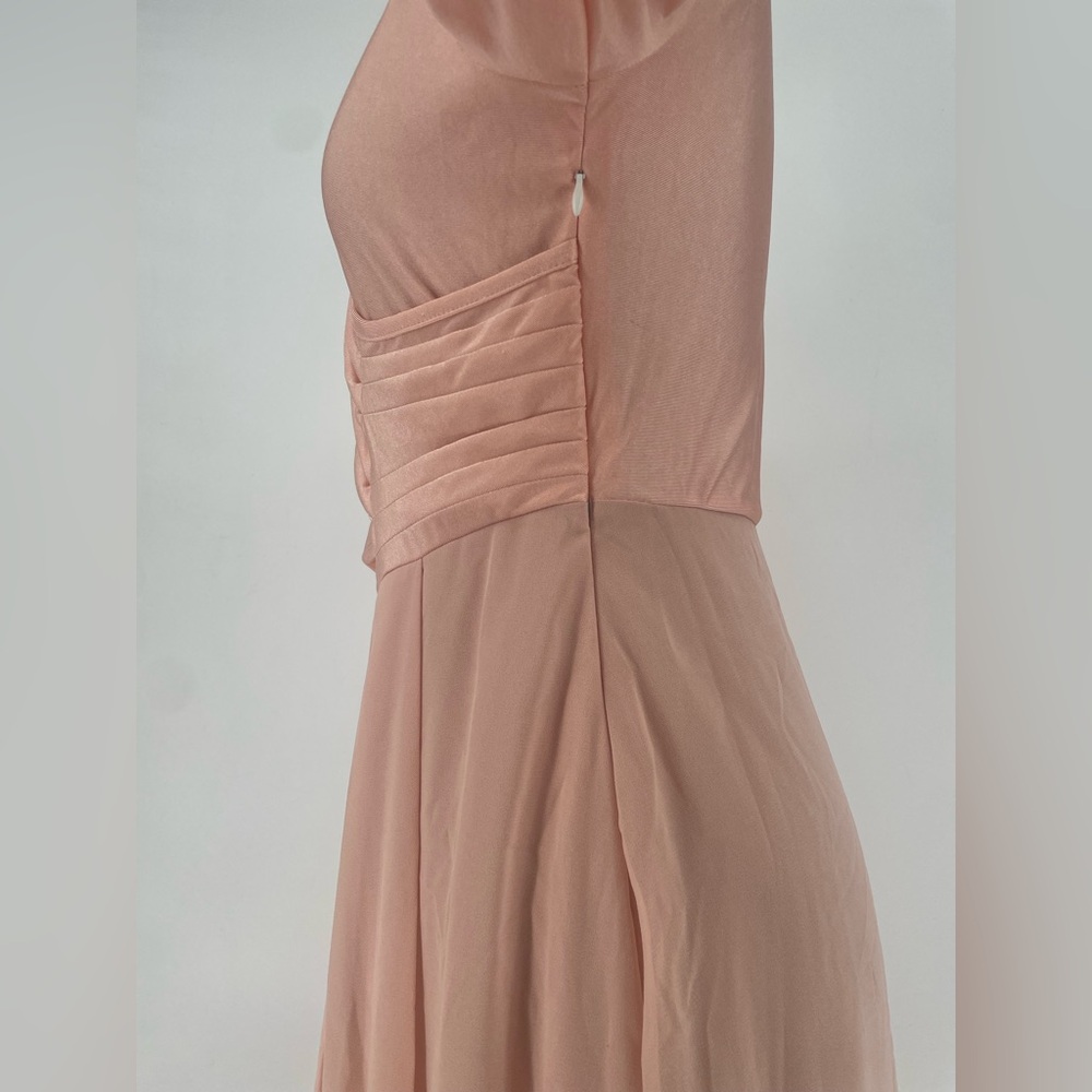 2FOR$30 Adorable Peach Nude Faux Wrap 3/4 Sleeve Midi Dress - Picture 8 of 13